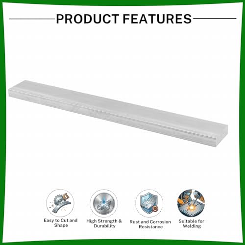 6061 Aluminum Flat Bar, 0.3" Thickness X 1" Width X 8" Length Aluminum Flat Plate, Solid Aluminum Bar for Crafting, Industrial Building - size: 0.3" X 1" X 8"
