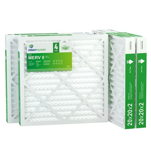 20x20x2 Air Filter TRIGHTFILTERS, Durable MERV 8 Pleated Home HVAC AC Furnace Heater Filters Replacement, Lightweight Compact Air Conditioner Filters 4 Pack - size: 20x20x2-4pack