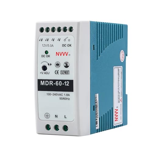 MDR-60-12 AC to DC DIN-Rail Power Supply 12V 5 Amp 60W, Blue+White - size: 12V 5 Amp 60W
