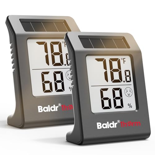 2.2'' Digital Thermometer and Hygrometer Meter, Solar-Powered Indoor Temperature Sensor Humidity Monitor, Humidity Gauge for Baby Rooms, Bedrooms, Home, Office, and Wine Cellars, Black, 2Pack - color: Black, 2Pack
