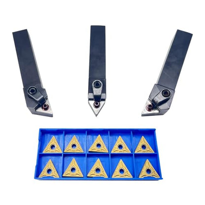 3pcs 5/8" 16mm Indexable Carbide Lathe Turning Tool Holder Set MTJNR1616H16+ MTJNL1616H16+MTENN1616H16 with 10pcs TNMG160404/TNMG331 Carbide Turning Insert (5/8" 16mm Turning Holders+TNMG Inserts) - style: 5/8" 16mm turning holders+TNMG inserts