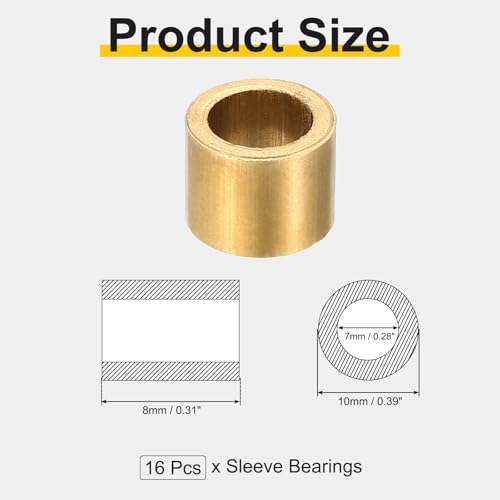 uxcell 16Pcs Sleeve Bearings, 7mm Bore x 10mm OD x 8mm Length - size: 7mm Bore x 10mm OD x 8mm Length