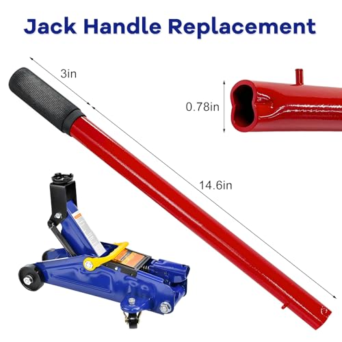 2 Ton Jack Handle Replacement, Horizontal Hydraulic Jack Handle Replacement Kit with Gloves, Anti-Slip Grip Steel Jack Lifting Handles for Most Vehicles, Car Accessories (Red) - color: Red, 2 Ton