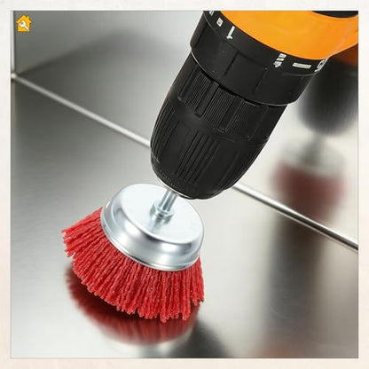 3pcs 3in Wire Brush for Drill Kit, 1/4in Shank, Nylon, 80-240 Grit