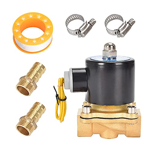 Brass Electric Solenoid Valve 12V 1/2"（inch） Pneumatic Air Valve Normally Colsed for Water Air Gas Fuel Oil - size: 1/2"-12V