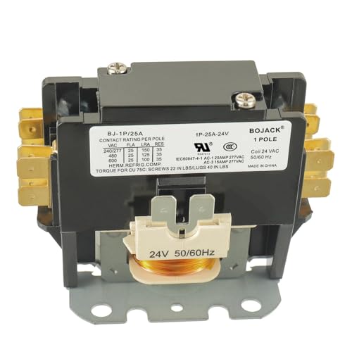 BOJACK 1 Poles FLA 25 Amp Coil 24 VAC Air Conditioner Condenser Compressor Contactor AC Definite Purpose Contactor - size: 1P 25A 24V