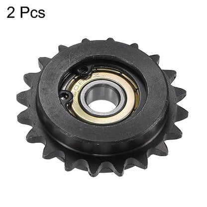 uxcell #25 Chain Idler Sprocket, 8mm Bore 1/4" Pitch 19 Tooth Sprocket Tensioner, C45 Carbon Steel 25 Roller Chain Sprocket with Bearing for ISO 04C Chain, 2Pcs - size: 42mmx8mm