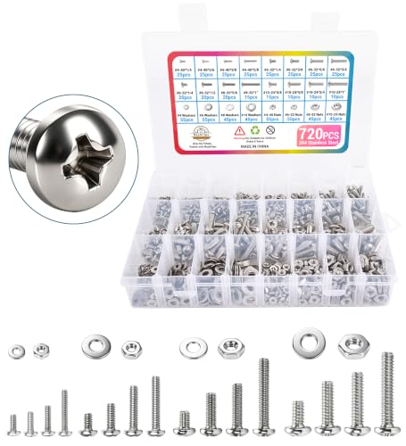 Stainless Steel 304 Hex Flange Bolt Kit (720PCS) - size: 720PCS