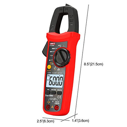 UNI-T UT204R Digital Clamp Meter, Auto Ranging TRMS 6000 Counts NCV Volt Amp Meter with AC/DC Ohm Diode Capacitance Resistance Temperature Frequency Continuity Test - size: UT204R
