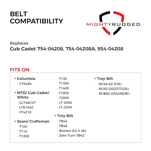 954-04208A Upper Drive Belt Replacement for Cub Cadet, Length 41", Heavy-Duty Aramid Cord Belt Replaces 954-04208, 754-04208 for Craftsman Troy Bilt LTX 1040 YT4219 T100 T3000 LT2200 TB42 TB46 Bronco - size: 41" x 5/8"