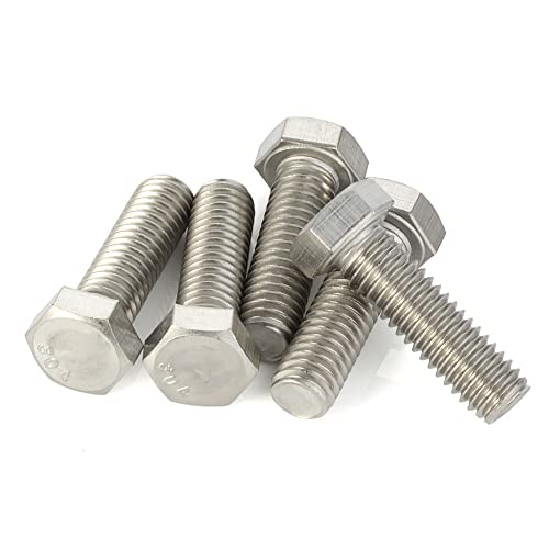 M8-1.25 x 20mm Hex Head Bolts Hexagon Screws, 304 Stainless Steel 18-8, Plain Finish, Fully Threaded, 25 PCS - size: M8 x 20mm
