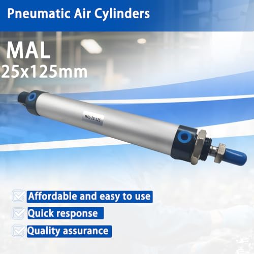 CG WEITENG Pneumatic Mini Pneumatic Cylinder MAL Single Rod Aluminum Double Acting Pneumatic Cylinder 25mm Bore 125mm Stroke(MAL25x125)