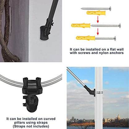 Heavy Duty 180° Adjustable Stainless Steel Flag Pole Bracket Mount - color: Black