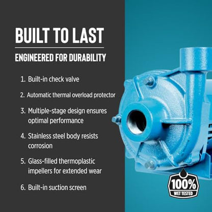 Little Giant 1/2 HP Cast Iron Centrifugal Pump, 115/230V, Blue - style: 1/2 HP, 3600 GPH