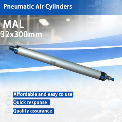 CG WEITENG Pneumatic Mini Pneumatic Cylinder MAL Single Rod Aluminum Double Acting Pneumatic Cylinder 32mm Bore 300mm Stroke(MAL32x300) - color: MAL-32 mm, size: 300 mm