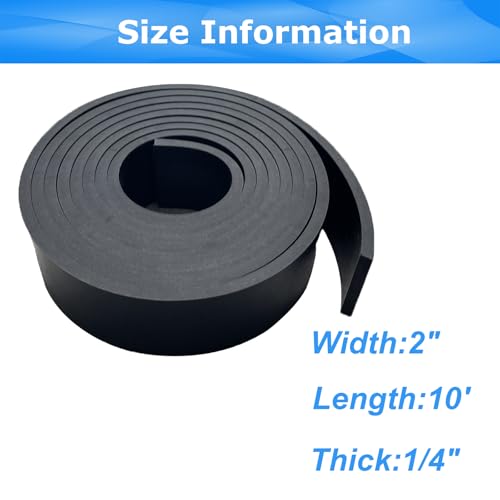 Solid Rubber Sheets,Rolls & Strips 1/4 (.25)" Thick X 2" Wide X 10'Long - size: 2"X10'X1/4", style: No Adhesive