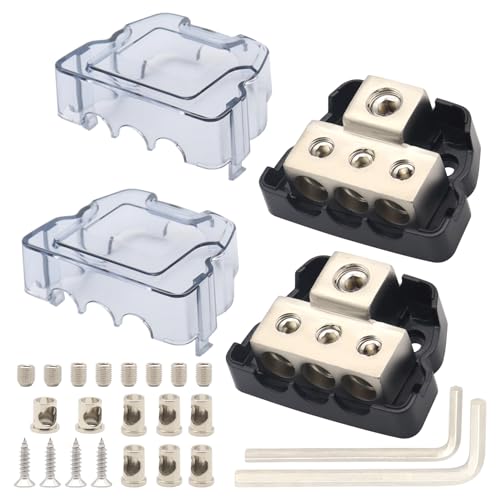 3Way Power Distribution Block 0 GA/ 4 GA in 4 Gauge/8 Gauge Wire Out Ground Blocks 2PCS - style: 3Way 0/4 IN 4/8GA OUT 2PCS