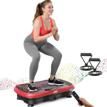 AXV Vibration Plate Exercise Machine Fitness Platform Body Vibrating Board - color: BT.PRO.RED