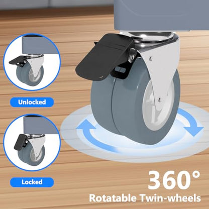 Appliance Dolly Cart with 4 Locking Wheels Mini Fridge Stand Adjustable 16"-26" Universal Mobile Roller for Portable Washer, Dryer, Refrigerator, Furniture, Grey - color: Gray
