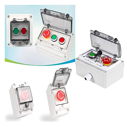 E-Stop Key Switch & Green Start Button IP67 Control Station w/Guard - color: Green button/lock button/emergency stop button