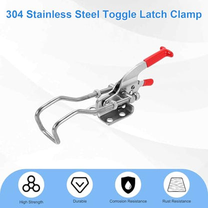 HARFINGTON 2pcs 431 Toggle Latch Clamp M6 x 50mm 772lbs Holding Capacity Adjustable Quick Release Pull Latches 304 Stainless Steel Hasp Clamps for Smoker Lid Jig Tool Box Case Doors