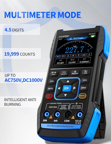 FNIRSI 2C53T 3-in-1 50MHz 2CH Oscilloscope Multimeter DDS Signal Generator