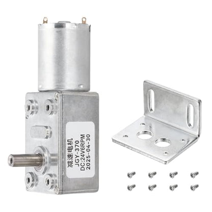 MECCANIXITY DC24V Worm Gear Motor, 6RPM 14mm D Shaft Self-Locking High Torque Speed Reduction Gear Motor for Automotive, Home Appliances, Robotics with Bracket&Screws - size: 6RPM, style: DC24V
