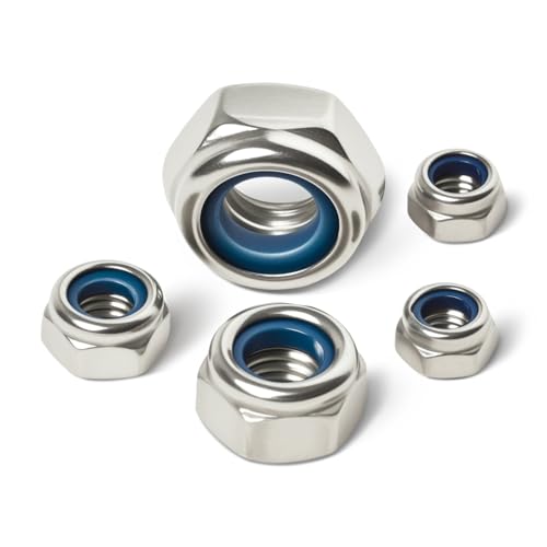 (50 Pack) #8-32 Nylon Insert Locknuts, 304 Stainless Steel 18-8 Nylock Nuts, Coarse Thread, Hex Drive, Bright Finish, for Furniture, Tools, Handle, Repairing Jobs - size: #8-32