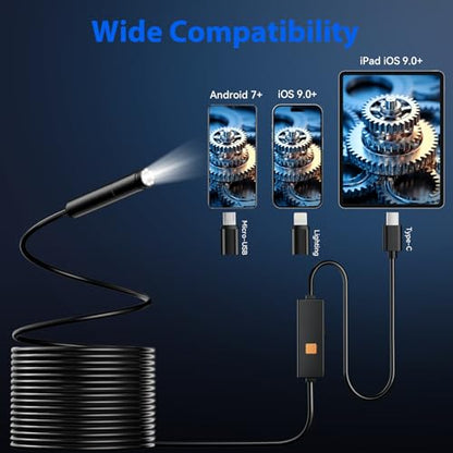 Endoscope Camera with Light, 1920P HD Phone Camera - 16.4FT - size: 16.4FT, style: Single Lens