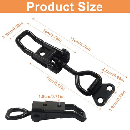 2 Pack Toggle Latch Clamp 4002, Adjustable 304 Stainless Steel Quick Release Hasp for Smoker Lids, Tool Boxes & Cabinets, Includes Mounting Hardware, Black - size: 4002