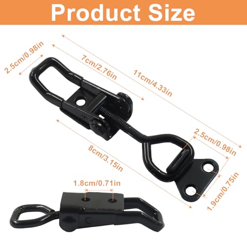 2 Pack Toggle Latch Clamp 4002, Adjustable 304 Stainless Steel Quick Release Hasp for Smoker Lids, Tool Boxes & Cabinets, Includes Mounting Hardware, Black - size: 4002