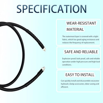 Black Hydraulic Hose Assembly with 3/8" Thread, Designed for High - Pressure Applications, Hydraulic Pressure Tested up to 10000 psi