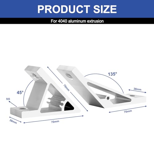 8pcs 4040 45/135 Degree Corner Bracket Connector 4040 Extrusion Hardware T-Slot V-Slot Accessories with Screws and Nuts for 4040 Aluminum Extrusion Angle 3D Printer Framing Accessories Silver - size: 4040S