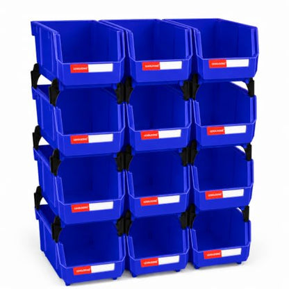 12 Pack Stackable Plastic Parts Bins, 7x5x4 in, Blue - color: Blue-12 Pack, size: 7"x5"x4"