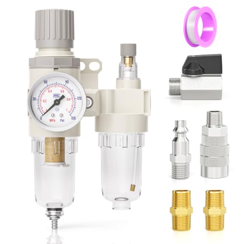 TAILONZ 1/4"NPT Pneumatic Pressure Regulator AFC2000,Gauge & Lube Cup,White - color: White, size: Regulation + Filtration + Lubrication