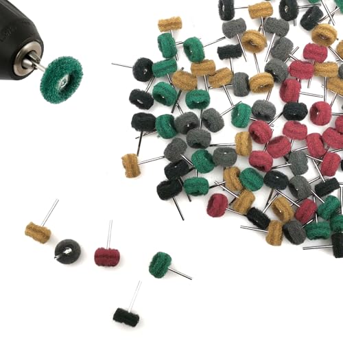 Abrasive Polishing Wheels 100 Pack, Durable 1 Inch Buffing Wheels, Metal Polishing and Deburring Kit for Rotary Tools
