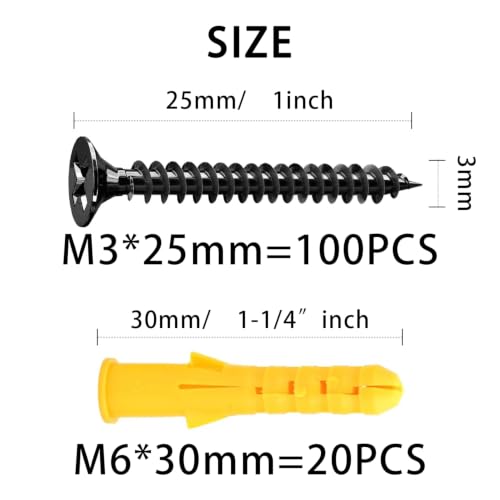 #4 x 1 Flat Head Self-Tapping Wood Screws, M3x25mm(100Pcs) - color: 100 PCS, size: #4x1''-100 PCS