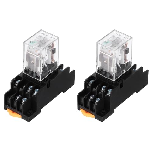 MECCANIXITY 2Pcs DC 24V Electromagnetic Power Relay, 11-Pin 5A Power Coil Relay with LED Indicator and Socket Base DPDT 3NO 3NC - MY3NJ for Industrial, Home Appliances and DIN Rail System - style: 3NO-3NC DC24V