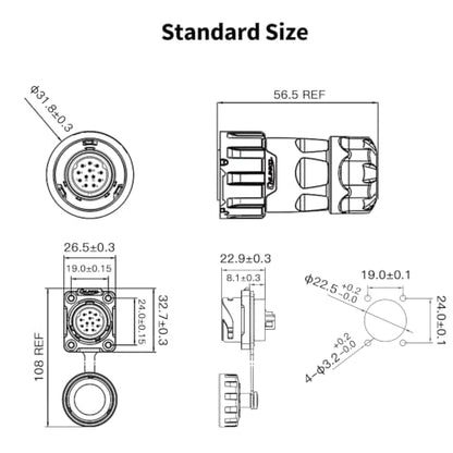 CNLINKO YM-20 12 PIN Waterproof Connector, IP68 Circular Connector, Quick Plugging Aviation Connector, PBT Plastic Shell Solder Connector M20 Male -Female Flange Socket (12 PIN) - size: 12-Pin, style: Solder-Assembly