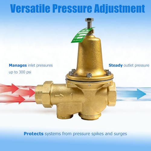 LF25AUB-Z3 1" Water Pressure Reducing Valve,Lead-Free Cast Copper Silicon Alloy,NPT Female Union x NPT Female Outlet,Polymer Seat, Adjustable Pressure 25 to 75 psi, Maximum 300 psi