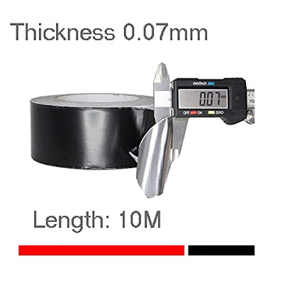 2 Inch Black Aluminum foil Duct Tape, Professional Grade Roll Adhesive Sealing Tape for HVAC, Refrigerator, Freezer, Insulation, Patching Hot & Cold Air Ducts, Sealing, etc. (10M) - size: 10M