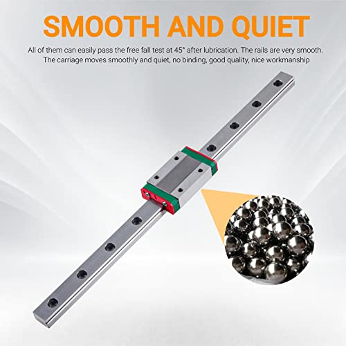 4pcs MGN9 300mm Linear Rail, Linear Rail Guide Miniature Linear Slide Guide Rail with 4pcs MGN9H Sliding Block for 3D Printer and CNC Machine - size: 300mm, style: MGN9H*4(Green)