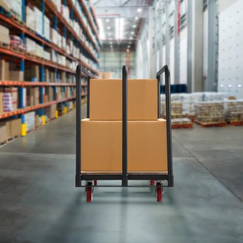 Steel Panel Truck Cart 1000LBS with 4 Swivel Casters and Wood End