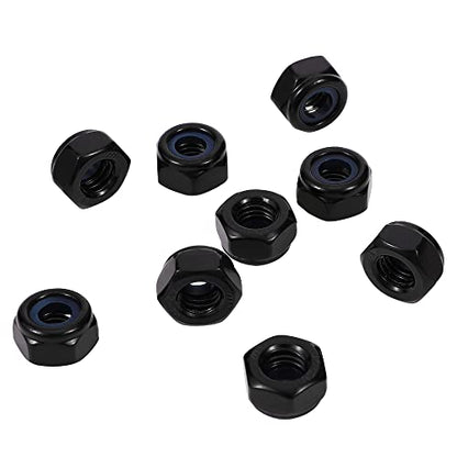 1/2-13 Nylon Insert Hex Lock Nuts Locknuts, 304 Stainless Steel 18-8, Black Oxide, 25 PCS - color: Black, size: 1/2-13