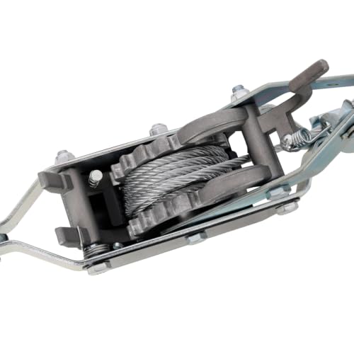 Hand Winch Puller with Double Gear, 3 Hooks, 12FT Cable, Ratchet System for Easy Hand Pulling