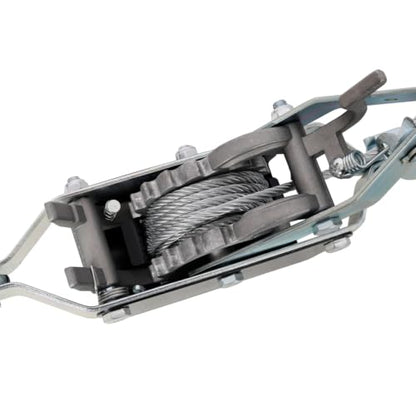 Hand Winch Puller with Double Gear, 3 Hooks, 12FT Cable, Ratchet System for Easy Hand Pulling