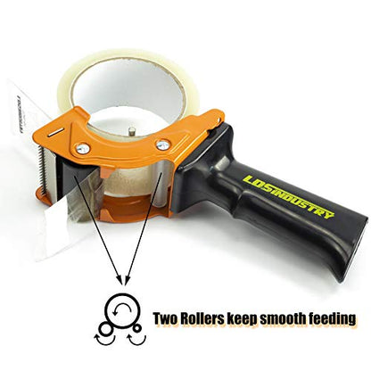 Rapid-Replace Packing Tape Dispenser Gun with Tape and Extra Blade, 2IN(50mm) Lightweight Ergonomic Industrial Handheld Tape Cutter for Carton, Packaging and Box Sealing (Orange) - color: Orange