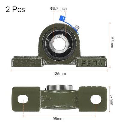 uxcell 2 Pcs UCP202-10 Pillow Block Bearings 5/8 inch Bore Self Alignment, Solid Cast Iron Base Mounted Chrome Steel Bearings - size: UCP202-10