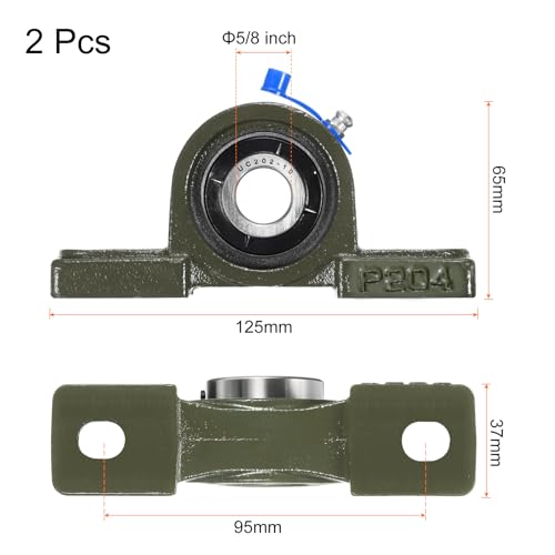 uxcell 2 Pcs UCP202-10 Pillow Block Bearings 5/8 inch Bore Self Alignment, Solid Cast Iron Base Mounted Chrome Steel Bearings - size: UCP202-10
