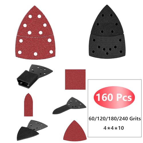 FOWOK 160pcs Sandpaper for Skil Detail Sander, 60-240Grit Sanding Sheets - size: Standard Sandpaper without Pads